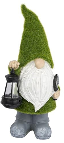 Ideen mit Herz Gombo da giardino a LED, gnomo da giardino, statuetta per giardino, terrazza e balcone, decorazione e illuminazione, lanterna per esterni, dimensioni: 26,5 cm di altezza, 12,5 cm di