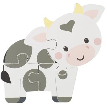 Cow Mini Wooden Puzzles - My First Puzzles, Jigsaw Puzzle Games with Sea life Animal - Educational Toys For 1 Year Old + Toddler, Montessori Early Development & Activity Toys by Orange Tree Toys