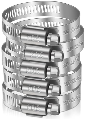 Caianwin Lot de 6 colliers de serrage réglables en acier inoxydable pour sécuriser les tuyaux et tuyaux 33-57 mm