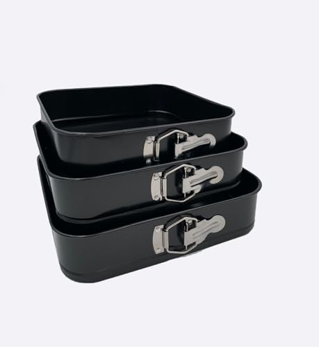 BAVARIA SET TORTIERE QUADRATE CM.24/26/28 ANTIADERENTE CON CERNIERA COLORE NERO