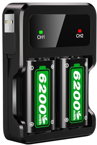 Batterie pour Xbox One/Xbox Series X/S, 2 pièces 6200mWh Battery 28 Heures de Temps de Jeu Rechargeable Batteries pour X-Box Series X|S/X-Box One/S|X/Elite Manette