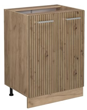 Vicco Küchenunterschrank R-Line, Artisan-Eiche, 60 cm | 2 Türen · Ohne Arbeitsplatte · Höhenverstellbare Füße · 1 Einlegeboden · ✓ Frei kombinierbar
