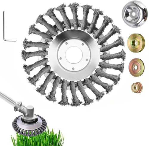 YanBous Profi Unkrautbürste für Freischneider - 6 Zoll Drahtbürste für Motorsense, Hochwertige Wildkrautbürste mit 25,4 mm Bohrung, Effektive Moosentfernung