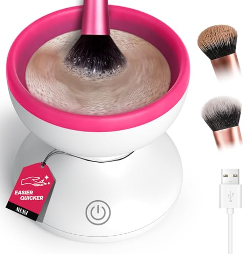 Make Up Brush Cleaner Machine, Strong Friction for Deep Cleaning Inside Makeup Brushes Bristles, Effectively Spin Cleaner Removes Built-Up Cosmetic Residue, Compact for Weekly Brush Care or Travel Use