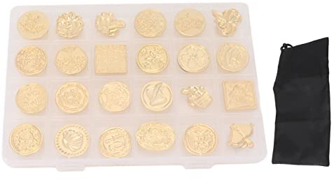 Wachssiegel-Stempel Set 24-teilig Vintage Siegelwachs Stempelköpfe Abnehmbares Siegelwachs Stempel Set mit Geschenkbox für Einladungsumschläge