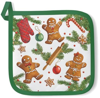 Ambiente Topflappen 20 x 20 cm potholder Baumwolle Lebkuchen Zweige Weihnachtsmotiv Serie Gingerbread Cookies