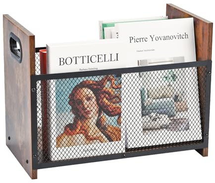 WBJKZJD Magazine Holder, Desktop Magazine Rack File Holder Organizer Rustic Storage Basket for Magazines, Books, Newspapers, Tablets (Large)
