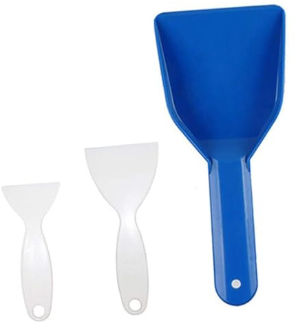 Ciieeo Pala Para Hielo Versátil 3 Piezas (pequeña Blanca, Mediana Blanca, Grande Azul) De Abs Resistente Para Refrigerador y Congelador Uso Doméstico