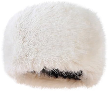 Reyox Damen Kunstfell Russische Mütze, Winddicht Schneedichte Fliegermütze, Warme Ushanka für Outdoor-Aktivitäten Weiß 4