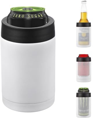 PATIKIL Raffreddatore per Lattine Sottile, 12oz Skinny Can Insulated Beer Sleeve Portabevande per Lattine e Bottiglie di Birra, Soda, Caffè, Lattine e Bottiglie Normali, Bianco