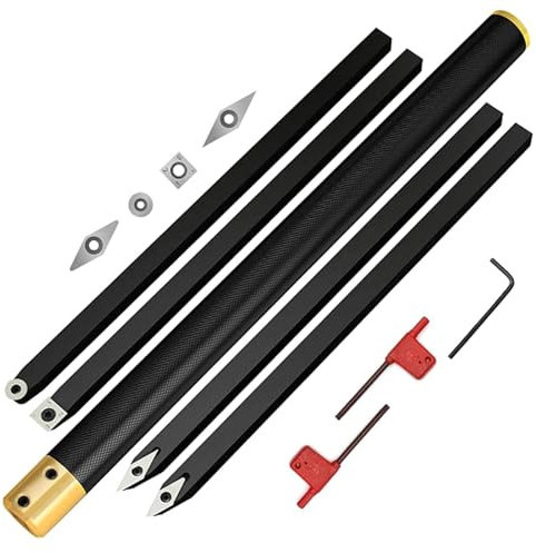 Hartmetall-Holzdrehwerkzeuge, Drechselwerkzeug-Set for Holzdrehmaschinen, hohler, rauerer Detailer mit rundem/quadratischem/Diamant-Hartmetalleinsatz, austauschbarem Griff for Hobby-Heimwerker, Tischl