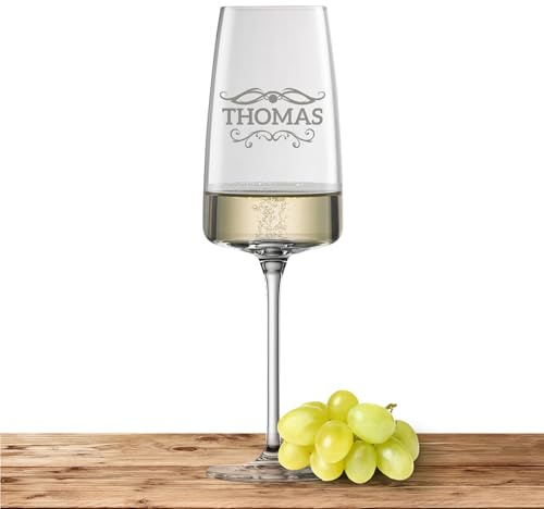 Zwiesel Glas Sektglas 388ml mit Namen oder Wunschtext graviert - Vivid Senses - personalisiertes Sektglas als Geschenk für Frauen und Männer - Motiv (Barock 01)