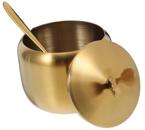 OKUMEYR Seasoning Jar Spoon Stainless Steel Condiment Canister Kitchen Spice Container for Sugar Bowl Salt Crock Storage