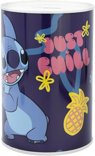 Stitch Just Chill Money Box – Cute Metal Piggy Bank for Girls & Boys – Break to Open – Disney-Inspired Savings Tin for Kids Size-15cm