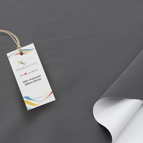 TOLKO Verdunklungsstoff Meterware 100% Lichtdichter Stoff | 280cm breit | Gardinen Vorhangstoff Verdunklungsvorhang Verdunklungsrollo Beschattung Sonnenschutz Stoffe zum Nähen (Grau)
