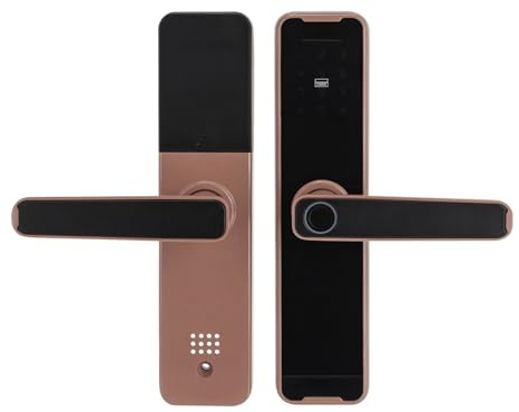 HOARLICN Türschloss Fingerabdruck, Smart Lock Elektronisches Türschloss Große Speicherkapazität mit 5 Fünf Entriegelungsmodi und Ladeanschluss Signalempfangsanschluss für 5cm Innentür