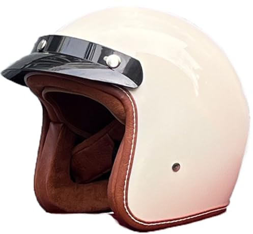 Casque Bol, Casque Jet Brain - Cap Demi-Casque Moto Vintage Homologué Dot/ECE Casque Demi-Coque Rétro Ouvert Casque À Visière Intégrée Cruiser Chopper Scooter Cyclomoteur 6,M