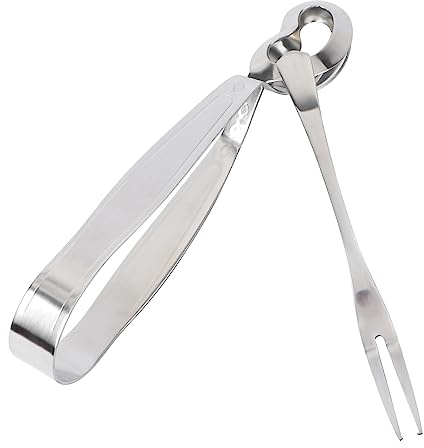 OHPHCALL 2Pcs Stainless Steel Snail Fork and Clip Escargot Utensils for Home Restaurant and Hotel Dining Tableware for Shellfish and Sushi
