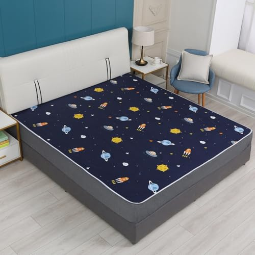 Hearda Traversa Letto Lavabile Anziani Bambini Riutilizzabile Traversa Assorbente Impermeabile per Incontinenza, Traspirante Reversibile Coprimaterasso Singolo Matrimoniale (Pianeta,200x230cm)