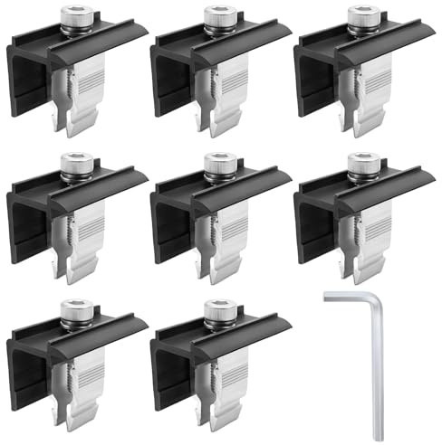 8 Stück Endklemme Halterung Balkonkraftwerk 30mm Befestigung Solarmodul Halterung Endklemme Verstellbare Befestigung Solarmodul Set für gerahmte Modulhöhe 30mm-45mm