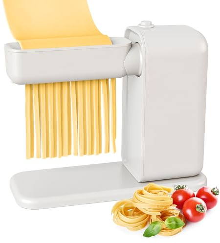 GEFT Electric Pasta Maker, 3-in-1 Pasta Maker Machine Includes Pasta Roller Spaghetti Cutter & Fettuccine Cutter with Cleaning Brush, Noodle Maker for Home Use, White