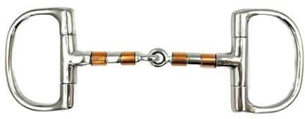 ES0073 D-Trense Einfach Gebrochen Kupfer Roller Edelstahl 13mm, 14.5 cm | Equine Smile D-Ring Kupferrollen Rolle Messing Gebisse Pferd Pony Maulschonend Trensengebiss Reitsport Ausbildungsgebis