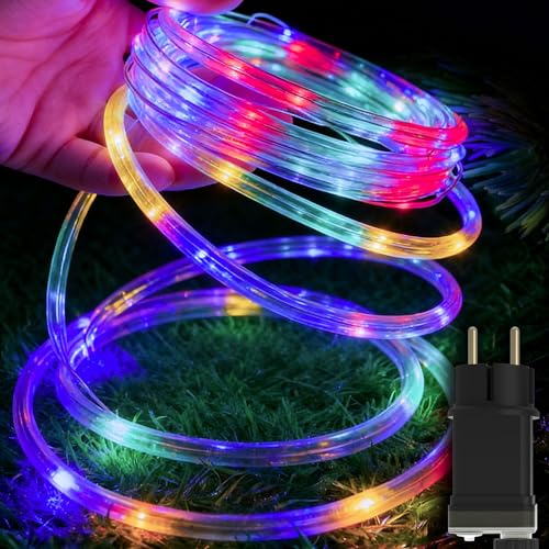 YRHome 20m 200LEDs Lichterschlauch mit Stecker Schlauch Außen mit Timer 8 Modi & Dimmbar IP44 Wasserdicht Dekolicht RGB LED Beleuchtung für für Innen Außen Party Weihnachten Garten Terrasse Deko