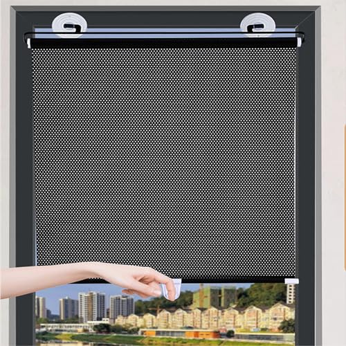 40X125CM Suction Cup Roller Blinds No Drilling,Blackout Curtains | Automatic Retractable Roller Shades for Doors and Windows,Temporary UV Privacy protection Blinds for Kitchen Bedroom Car