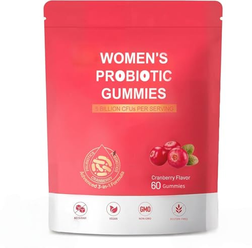 Gomitas probióticas para mujeres con sabor a arándano | Apoya la salud del sistema digestivo y urinario, ayuda a aumentar la inmunidad y mejorar la condición de la piel, vegetariano, sin OGM;