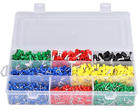 Cloimei Kit di 2000 capicorda professionali con scatola di immagazzinaggio, terminali a crimpare isolati in PVC e rame per progetti di cablaggio elettrico industriale ed elettronic