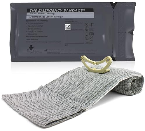 Ever Ready First Aid Israeli Compression Bandage – 6 Tactical Emergency Trauma Dressing for Bleeding Control, First Aid & EMS Use – Black – FSA/HSA Eligible