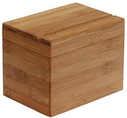 Oceanstar Bambus-Rezeptbox mit Trennwand, naturfarben, 17,3 cm B x 12,4 cm T x 13 cm H