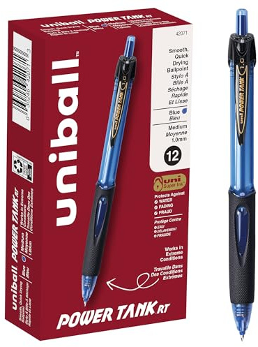 uni-ball PowerTank RT svarta pennor 12-pack, 1,0 mm djärva kulspetspennor, kontorsmaterial