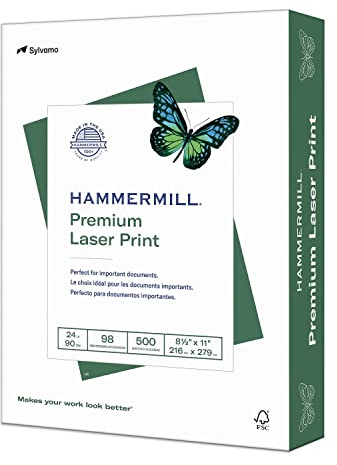 Hammermill 104604 Laser Print Office Paper, 98 Brightness, 24lb, 8-1/2 x 11, White, 500 Sheets/Rm (HAM104604)