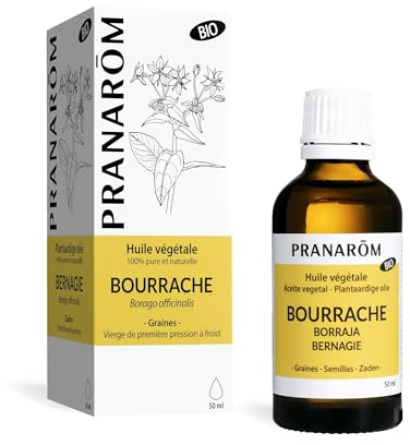 Pranarôm Aceite Vegetal Borraja Bio Primera Presión en Frío 50 ml | Rico en ácidos grasos omega 6 y 9 con vitamina E antioxidante · Ideal para piel madura y seca · Uso cosmético diario