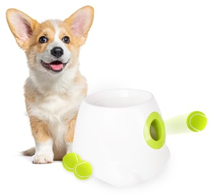 AFP Automatic Ball Launcher Dog Ball Thrower Machine Interactive Hyper Fetching Toy for Large Dogs, 3 Tennis Balls Included, Max Version