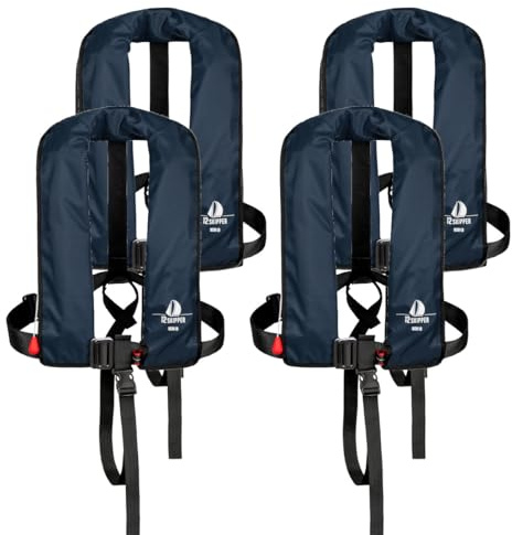 12skipper 4er-Set Automatik-Rettungswesten 165N ISO mit Harness, Navy