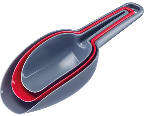 Westmark Set di palette per pesare/riempire, 3 pezzi, Capacità: 50/100/150 ml, Inseribili l'una nell'altra, Plastica, Senza BPA, Trionale, Antracite/Rosso, 90902270