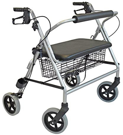 FabaCare Rollator XXL R225, höhenverstellbar, faltbar, mit Sitz, Rückenlehne, Korb, Schwerlastrollator, bis 225 kg belastbar, Sitzbreite: 55 cm