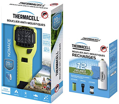Thermacell THNOMADVERT Bouclier Anti-Moustiques-Portable Nomade Vert + Recharge Incluse pour 12H de Protection par Recharge