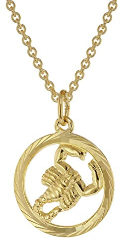 trendor Sternzeichen Skorpion Gold 333 Anhänger Ø 16 mm + Halskette Tierkreiszeichen, eleganter Halsschmuck aus Echtgold für Damen, 75940-11