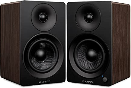 Fluance Ai41 Powered 2-Way 2.0 Stereo Bookshelf Speakers with 5 Drivers, 90W Amplifier for Turntable, TV, PC and Bluetooth 5 Wireless Music Streaming with RCA, Optical, Subwoofer Out (Natural Walnut)