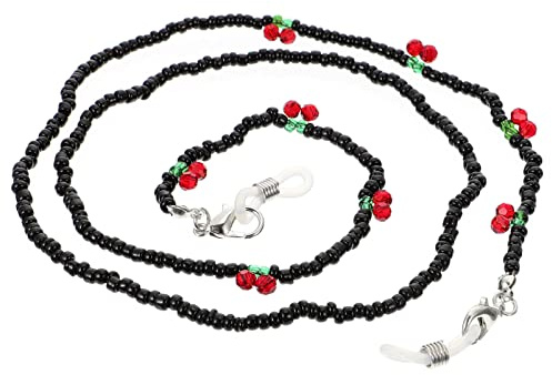 Holibanna Brillenketten Perlen Brillenband Brillenkordel Halskette Lanyard Brillen Gurt Halter Sonnenbrille Lesebrille Kette Brille Seil für Damen Herren Schwarz