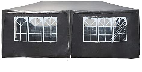 Toboli Gazebo 3 x 6 m in grigio con protezione UV 50+, tendone da giardino con pareti laterali avvolgibili, tenda da festa con finestre, ad esempio per terrazze e festival