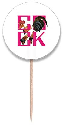 Banderas redondas para palillo de dientes de aves de corral para decoración de fiestas