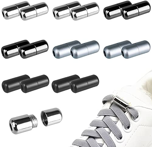 Hengxinc 16 PCS 4 Colour Metal Capsule Shoelace Buckle | Metal Shoelace Connector Adult Lazy Laces Buckle Kinder Thick Shoelace Buckle Lock for Sneakers Casual Shoes