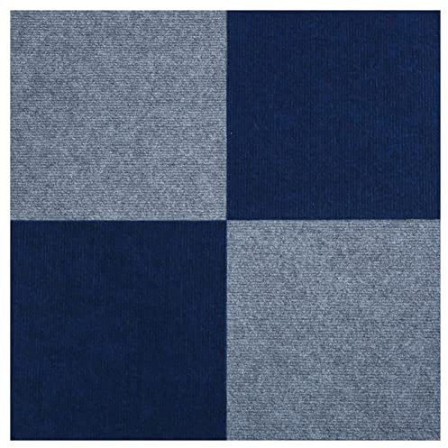 Selbstklebende Teppichfliese, Teppichbodenfliese Zum Abziehen Und Aufkleben – 12 Fliesen/12 Quadratfuß, Teppiche Für Küche, Esszimmer, Schlafzimmer, Badezimmer, Zuhause, Bü(Color:Grau+Dunkelblau)