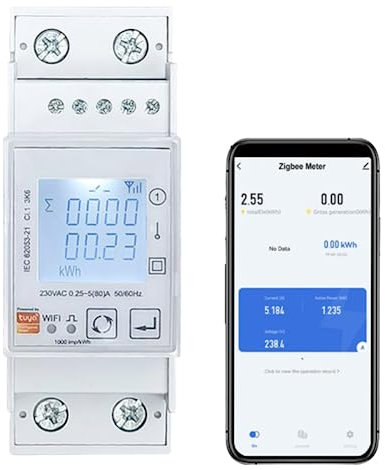Zigbee, contatore di energia intelligente, contatore di energia, contatore di energia, contatore di alimentazione, centrale solare da balcone, 35 mm, guida DIN, 240 V, 80 A, funziona con Tuya Smart