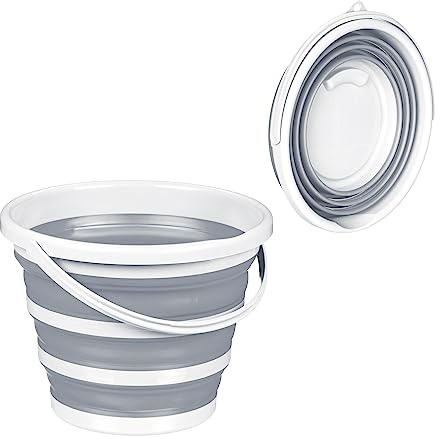 Relaxdays Eimer faltbar, 10 Liter, Ausgießer, Aufhängeöse, mit Tragehenkel, Falteimer Haus & Camping, Putzeimer, grün