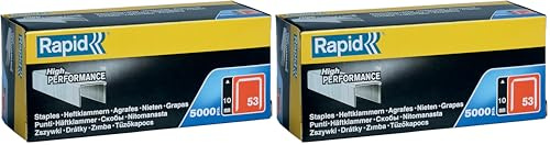 Rapid Tackerklammern Typ 53, 10 mm, Feindrahtklammern aus verzinktem Stahl, 5.000 Stück Großpackung, für Holz, Stoffe und Textilien (Doppelpack)